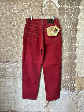Vintage Deadstock Part Two Straight Leg Cotton Jeans Red NWT - High Waist Size 3